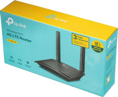 Wi-Fi роутер TP-LINK TL-MR100, N300, черный Wi-Fi роутер TP-LINK TL-MR100, N300, черный
