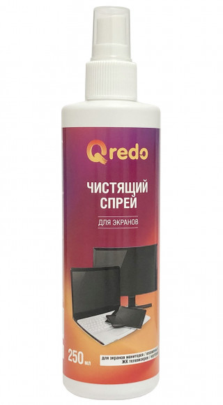 Спрей Qredo чистящий для всех типов экранов и мониторов и для пластиковых поверхностей, 250 мл Спрей Qredo чистящий для всех типов экранов и мониторов и для пластиковых поверхностей, 250 мл