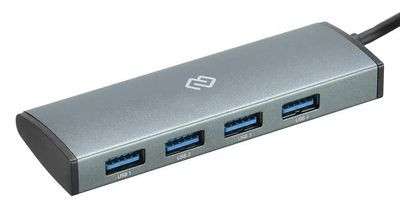 Хаб (разветвитель) Digma HUB-4U3.0-UC-G, серый Хаб (разветвитель) Digma HUB-4U3.0-UC-G, серый