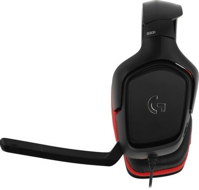 Гарнитура Logitech G331,  для компьютера и игровых консолей, мониторные,  проводные, черный  / красный [981-000758]