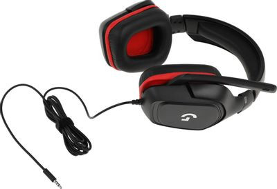 Гарнитура Logitech G331,  для компьютера и игровых консолей, мониторные,  проводные, черный  / красный [981-000758]
