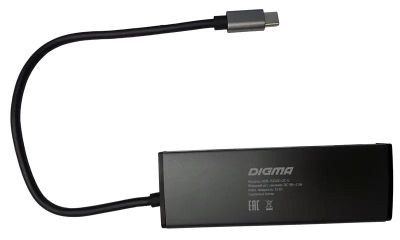 Хаб (разветвитель) Digma HUB-3U3.0С-UC-G, серый Хаб (разветвитель) Digma HUB-3U3.0С-UC-G, серый