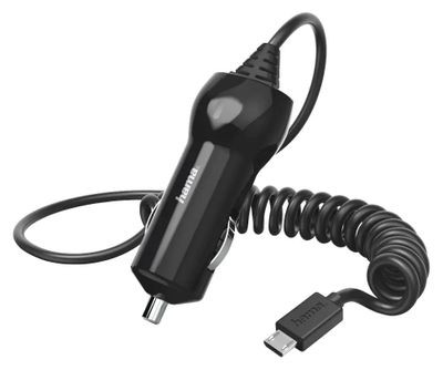 Автомобильное зарядное устройство HAMA H-183248,  microUSB,  2.4A,  черный [00183248]
