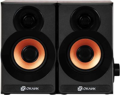 Колонки Oklick OK-161,  2.0,  черный/ вишня [358267]