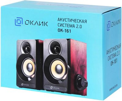 Колонки Oklick OK-161,  2.0,  черный/ вишня [358267]