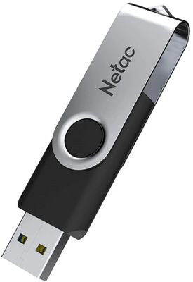 Флешка USB NETAC U505 64ГБ, USB2.0, черный и серебристый [nt03u505n-064g-20bk]