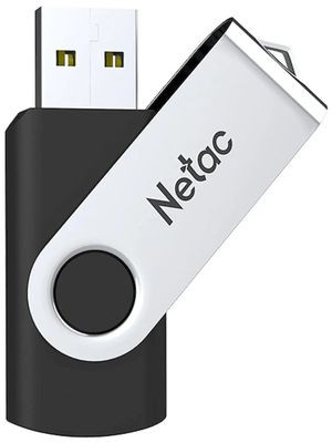 Флешка USB NETAC U505 64ГБ, USB2.0, черный и серебристый [nt03u505n-064g-20bk]