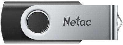 Флешка USB NETAC U505 64ГБ, USB2.0, черный и серебристый [nt03u505n-064g-20bk]