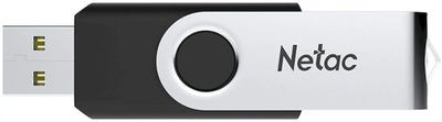 Флешка USB NETAC U505 64ГБ, USB2.0, черный и серебристый [nt03u505n-064g-20bk]