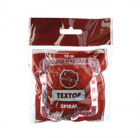 Губка для посуды спиральная Textop, нержавеющая сталь, 15 г