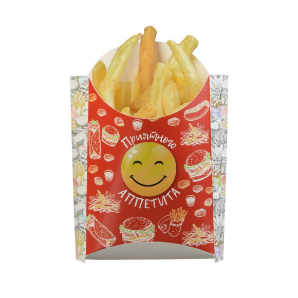 Коробка для картофеля фри Оригамо "Smile", 120 г, в коробке 400 штук