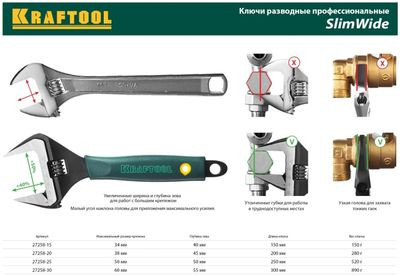 Ключ разводной Kraftool 27258-20, 38мм Ключ разводной Kraftool 27258-20, 38мм