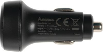 Автомобильное зарядное устройство HAMA H-210569,  USB,  1.67A,  черный [00210569]