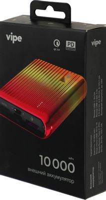 Внешний аккумулятор (Power Bank)  Vipe Onyx,  10000мAч,  красный [vppbonyx10khred]