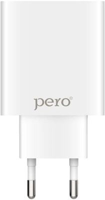 Сетевое зарядное устройство PERO ТС02,  2xUSB,  8-pin Lightning (Apple),  10.5Вт,  2.1A,  белый [тс02w2al]
