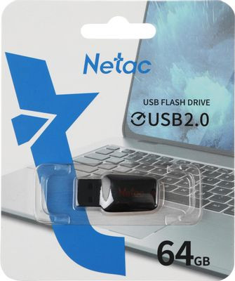 Флешка USB NETAC U197 64ГБ, USB2.0, черный и красный [nt03u197n-064g-20bk]