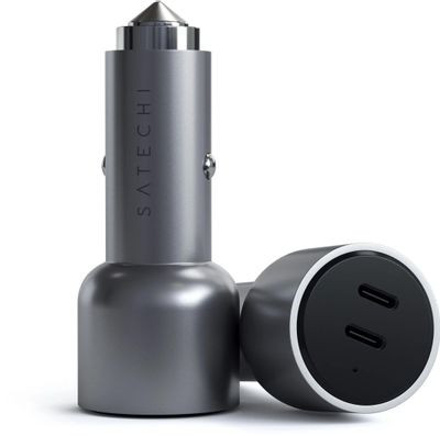 Автомобильное зарядное устройство  Satechi,  2xUSB type-C,  серый [st-u2c40ccm]