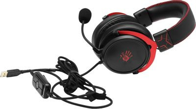 Гарнитура игровая A4TECH Bloody M590i,  для компьютера и игровых консолей, мониторные,  проводные USB/3,5 мм, красный  / черный [m590i sports red]